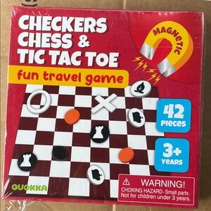 New Checkers, Chess, and Tic Tac Toe Travel Set